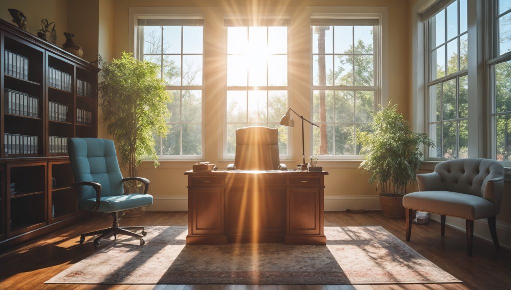 visually stunning therapist office with bright sun coming through the window - Maryland Medical Billers